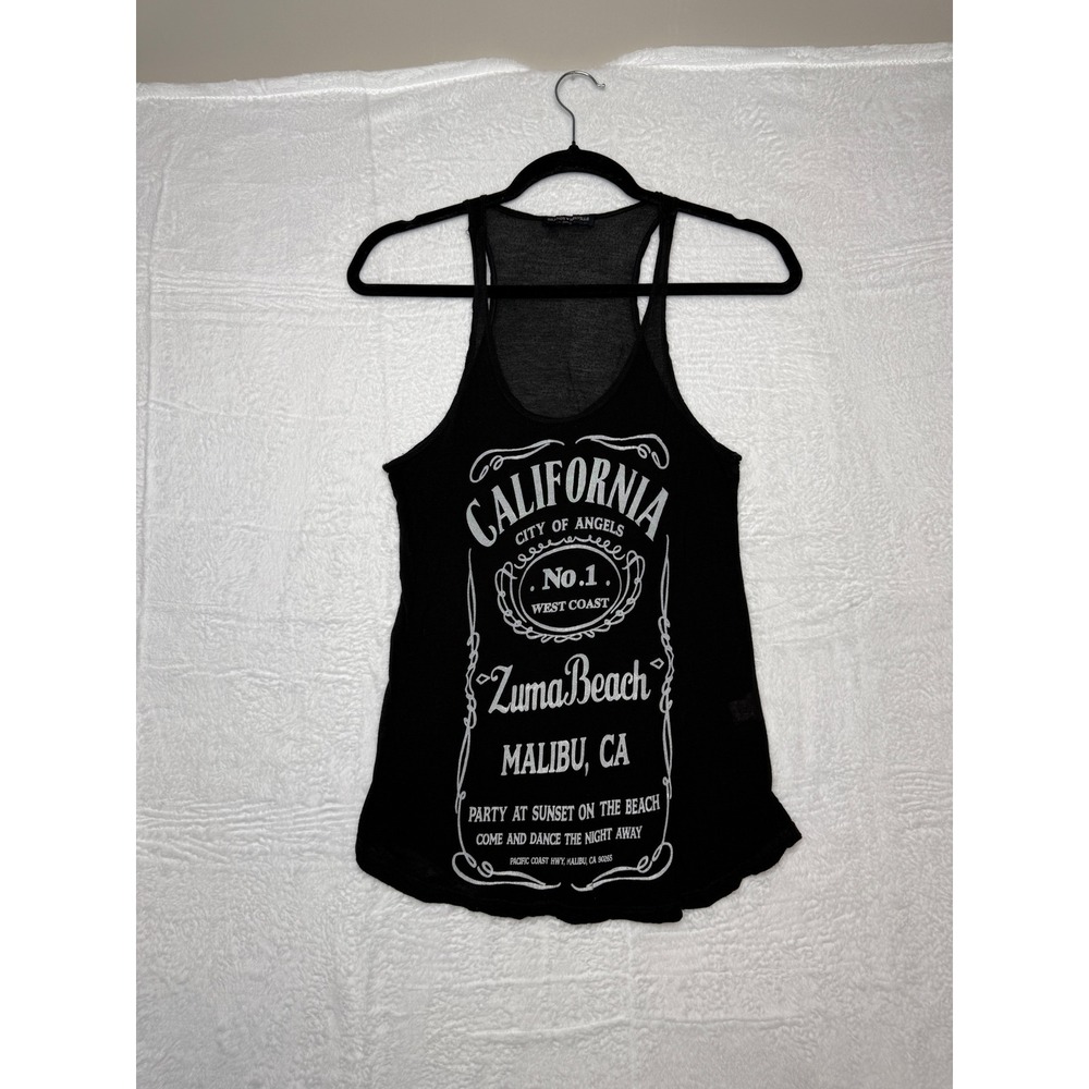 Brandy Melville California Zuma Beach Malibu Racerback Tank Top Black Graphic
